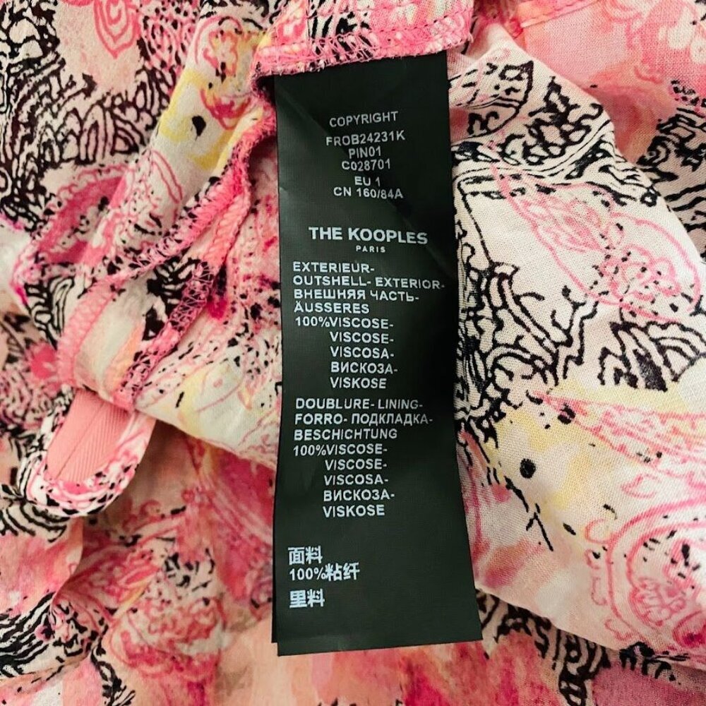 The KOOPLES Printed Pink Short Sleeve Mini Dress Size 1 (US Size 4) - Picture 8 of 10